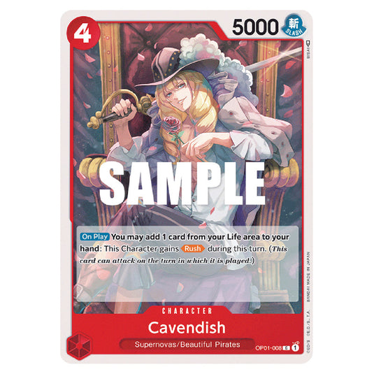 Cavendish OP01-008 card from the One Piece set Romance Dawn