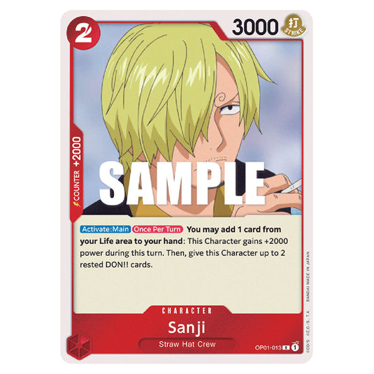Sanji OP01-013 card from the One Piece set Romance Dawn