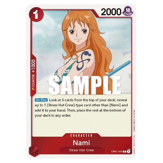 Nami OP01-016 card from the One Piece set Romance Dawn