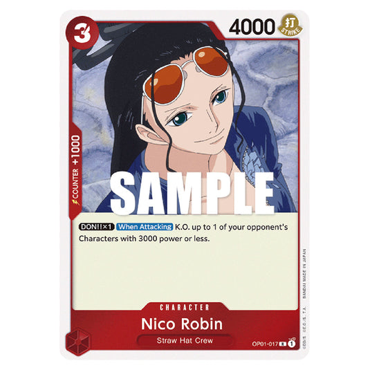 Nico Robin OP01-017 card from the One Piece set Romance Dawn