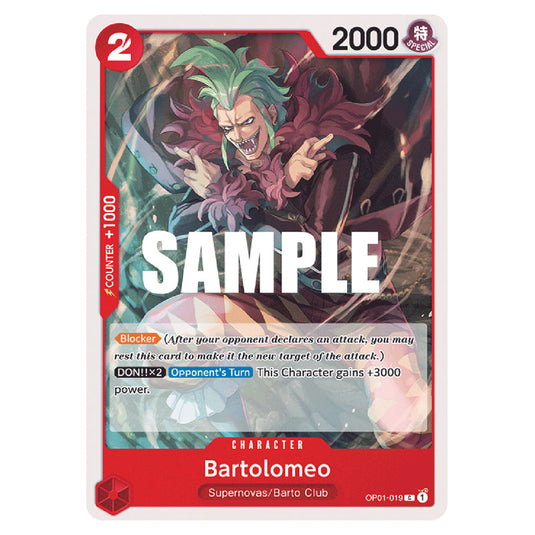 Bartolomeo OP01-019 card from the One Piece set Romance Dawn