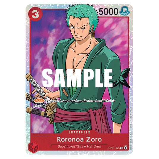 Roronoa Zoro OP01-025 card from the One Piece set Romance Dawn