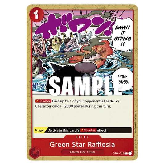 Green Star Rafflesia OP01-028 card from the One Piece set Romance Dawn