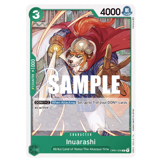 Inuarashi OP01-034 card from the One Piece set Romance Dawn