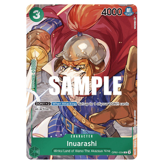 Inuarashi OP01-034a card from the One Piece set Romance Dawn
