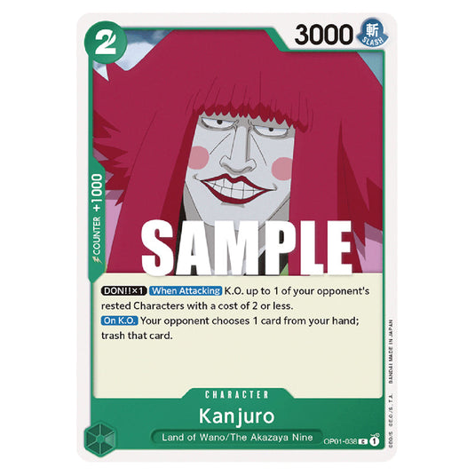 Kanjuro OP01-038 card from the One Piece set Romance Dawn