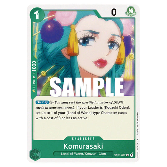 Komurasaki OP01-042 card from the One Piece set Romance Dawn