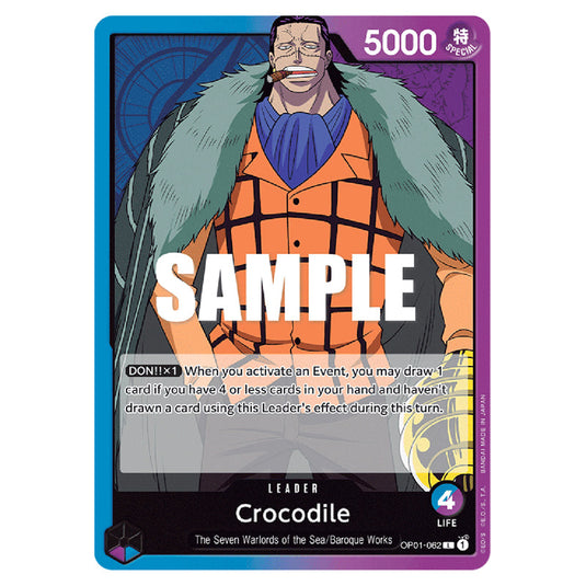 Crocodile OP01-062 card from the One Piece set Romance Dawn
