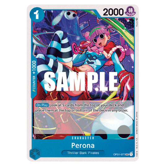 Perona OP01-077 card from the One Piece set Romance Dawn