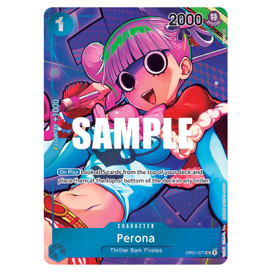 Perona OP01-077a card from the One Piece set Romance Dawn