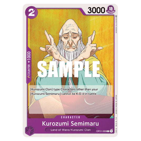 Kurozumi Semimaru OP01-099 card from the One Piece set Romance Dawn