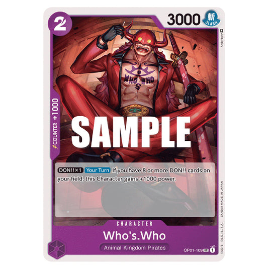 Who's.Who OP01-109 card from the One Piece set Romance Dawn