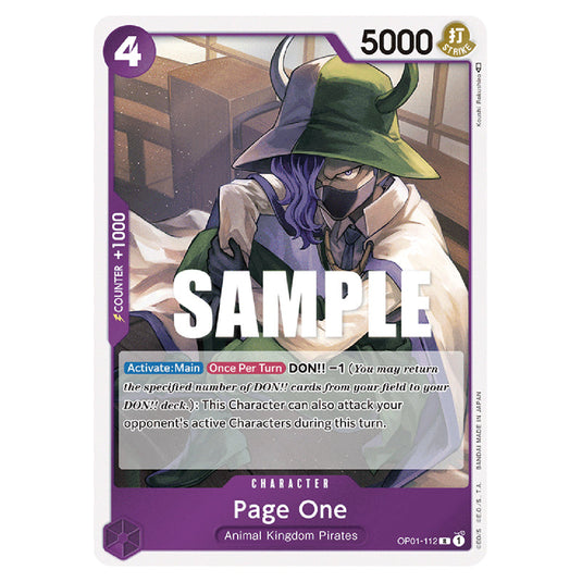 Page One OP01-112 card from the One Piece set Romance Dawn