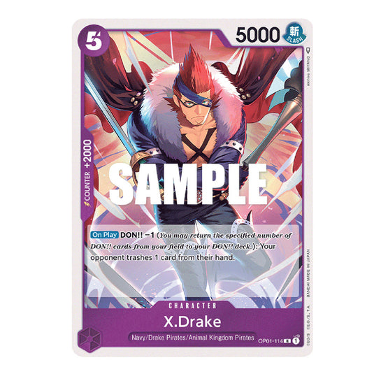 X.Drake OP01-114 card from the One Piece set Romance Dawn