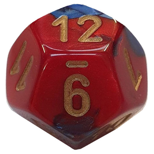 Chessex - Gemini 16mm D12 - Blue-Red w/Gold