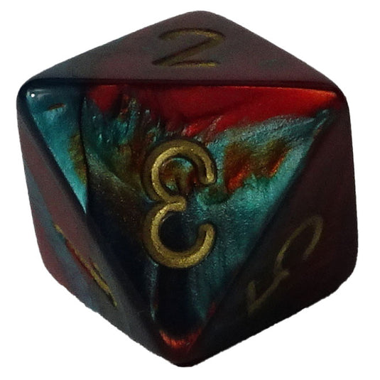 Chessex - Gemini 16mm D8 - Red-Teal w/Gold