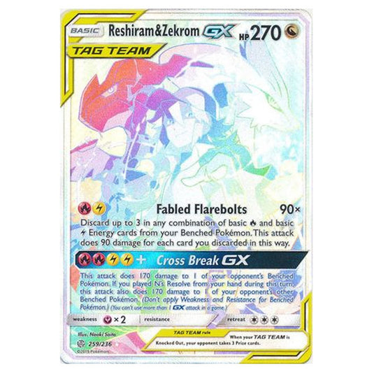 Pokemon - Sun & Moon - Cosmic Eclipse - Reshiram & Zekrom-GX - 259/236