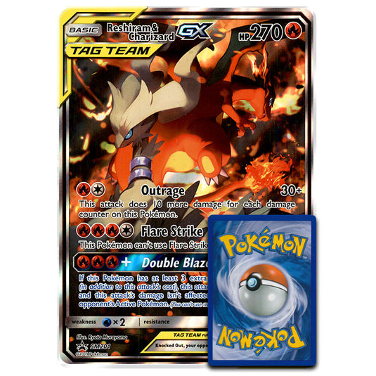 Pokemon - Reshiram & Charizard-GX - Oversized Promo Card SM201