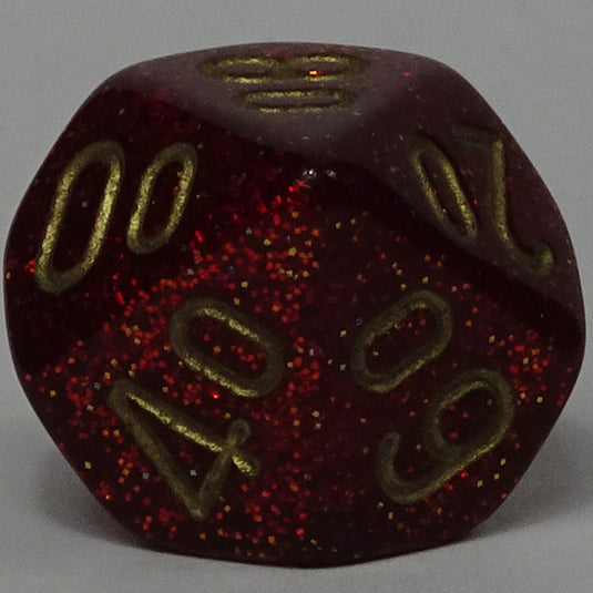 Chessex - Signature 16mm D10/100 - Glitter - Ruby with Gold