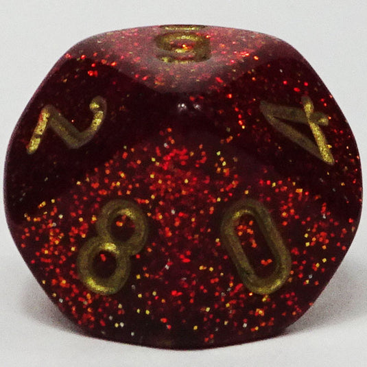 Chessex - Signature 16mm D10 - Glitter - Ruby with Gold