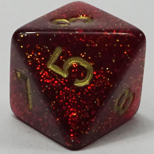 Chessex - Signature 16mm D8 - Glitter - Ruby with Gold