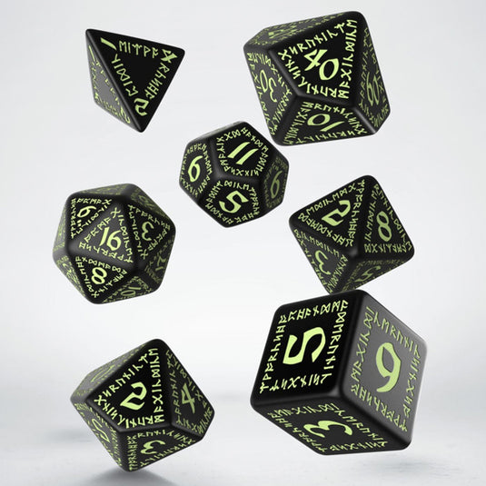 Runic Black & glow-in-the-dark Dice Set