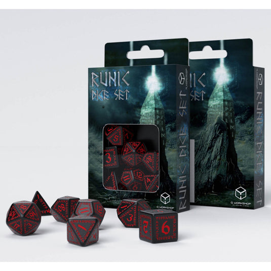 Runic Black & red Dice Set