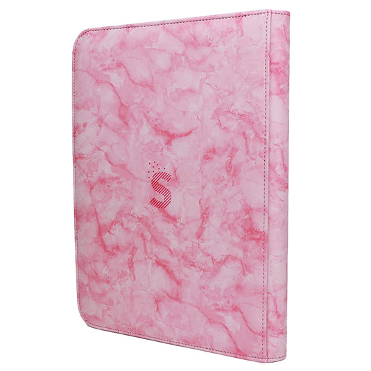 Salted Accessories - MARBLE Collection - 9-Pocket Zip Binder - Pink Marble