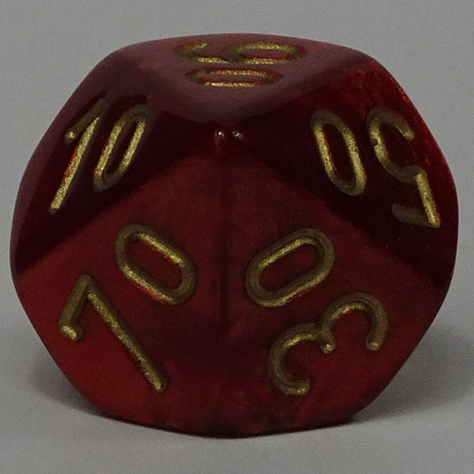 Chessex - Signature 16mm  D10/100 -  Scarab - Scarlet with Gold