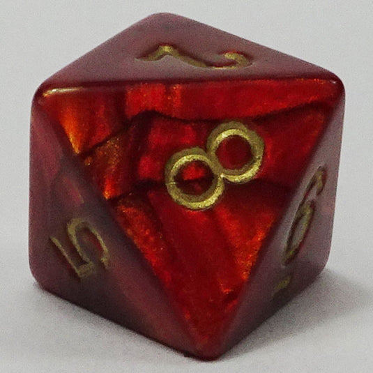Chessex - Signature 16mm D8 - Scarab - Scarlet with Gold