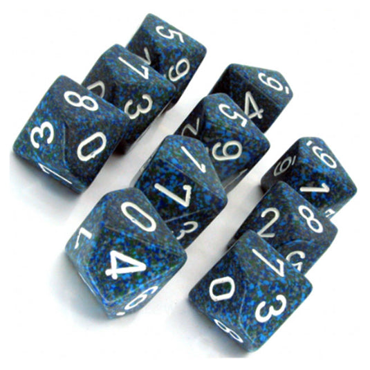 Chessex - Speckled Polyhedral D10 10-Dice Blocks - Sea