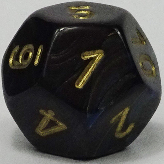 Chessex - Signature 16mm D12 - Scarab - Shadow with Gold
