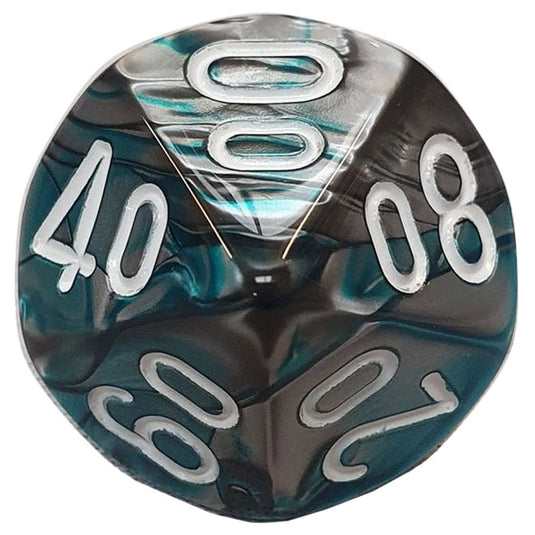 Chessex - Gemini 16mm D10/100 - Silver-Teal w/White