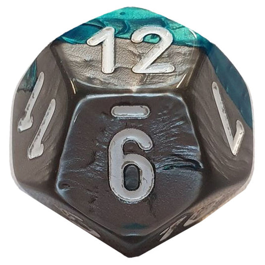 Chessex - Gemini 16mm D12 - Silver-Teal w/White