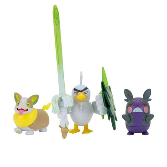 Pokemon - Battle Figures Set 3 Pack - Sirfetch'd + Morpeko (Hangry Mode) + Yamper