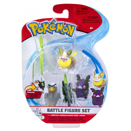 Pokemon - Battle Figures Set 3 Pack - Sirfetch'd + Morpeko (Hangry Mode) + Yamper