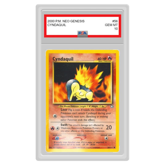 Pokemon - Neo - Genesis - Cyndaquil - 56/111 (PSA 10 Graded Slab)