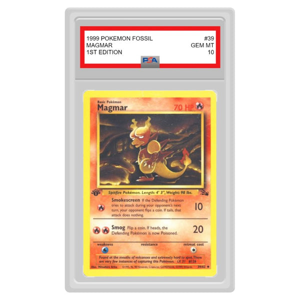 magmar pokemon card value 39 62 Info? : r/VintagePokemonCards proof acrylic case and featuring a striking image of the captivating character Pokmon TCG Magmar Fossil 39/62