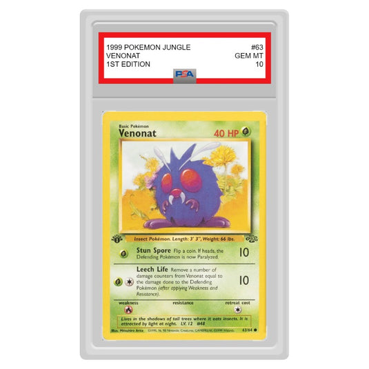 Pokemon - Jungle - Venonat 63/64 - 1st Edition - PSA 10 GEM MINT
