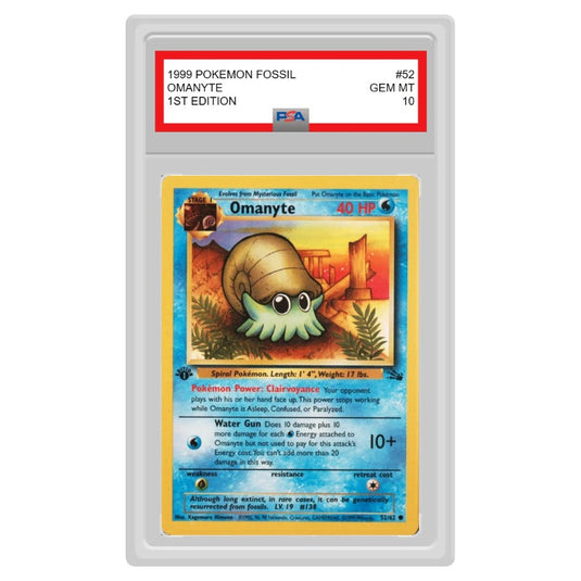 Pokemon - Fossil - Omanyte 52/62 - 1st Edition - PSA  10 GEM MINT