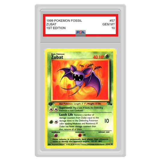 Pokemon - Fossil - Zubat 57/62 - 1st Edition - PSA 10 GEM MINT