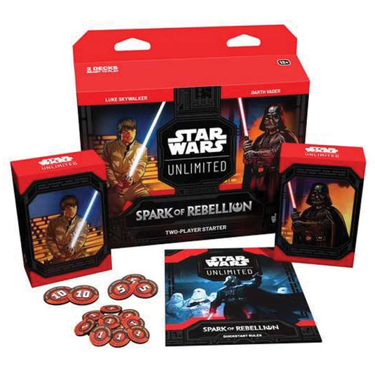Star Wars Unlimited  - Spark of Rebellion - Two-Player Starter (Luke vs Darth Vader) Contents