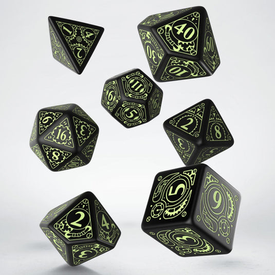 Steampunk Black & glow-in-the-dark Dice Set