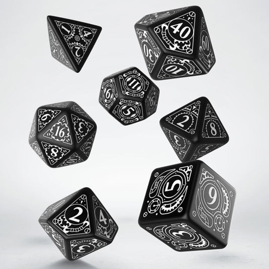 Steampunk Black & white Dice Set