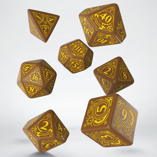 Steampunk Brown & yellow Dice Set