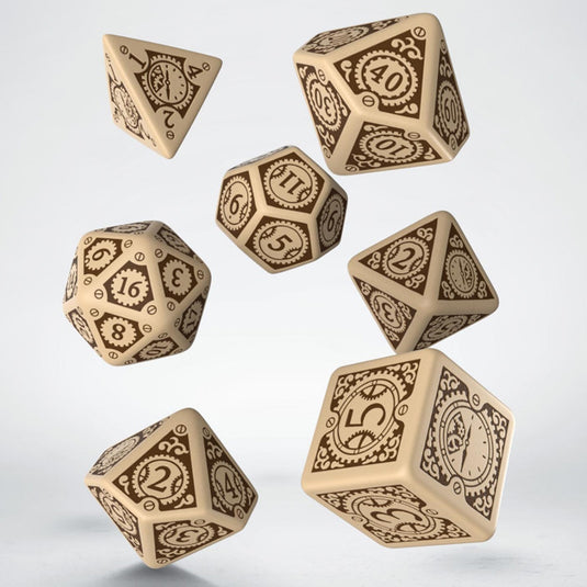 Steampunk Clockwork Beige & brown Dice Set