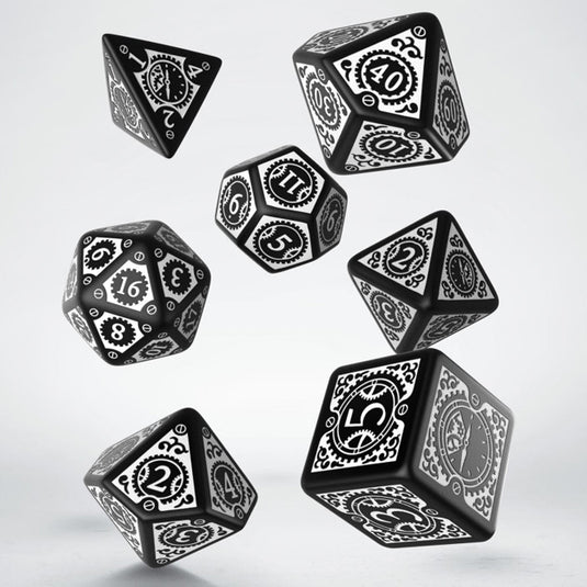 Steampunk Clockwork - Black & white Dice Set