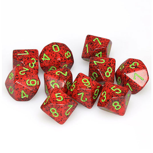 Chessex - Speckled Polyhedral D10 10-Dice Blocks - Strawberry