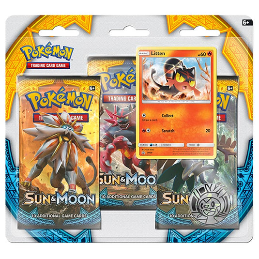 Pokemon - Sun & Moon - Base Set - Litten 3 Pack Blister