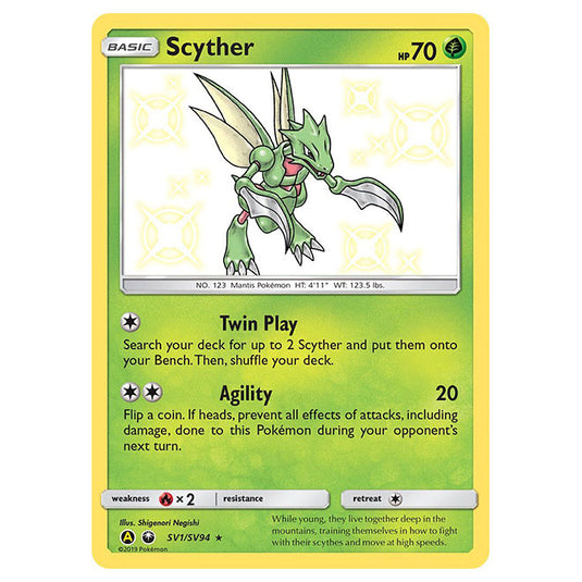 Pokemon - Sun & Moon - Hidden Fates - Scyther (Shiny) - SV1/SV94